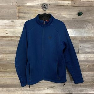 Spyder Core Full Zip Up. Men's Large Blue Solid Color.